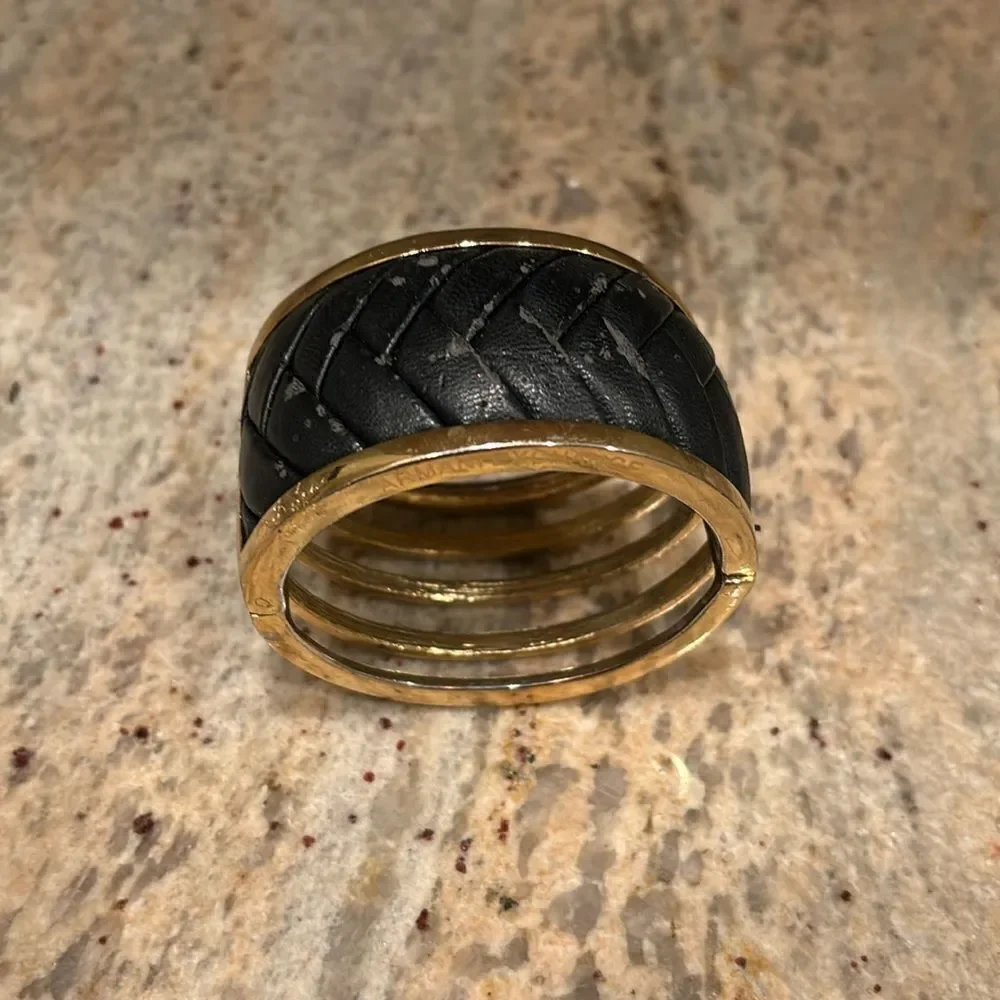 Armani Exchange leather and metal bracelet